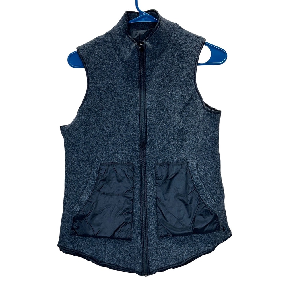 Smartwool Women's Gray/black Wool Blend Full Zip Reversible Vest Size M Sherpa - Picture 3 of 7